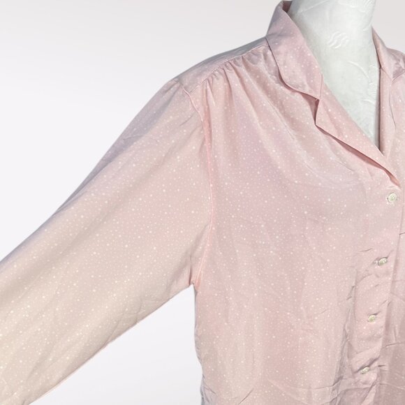 Vintage Decouvé Long Sleeve Button Down Shirt Pink Polka Dot Size 8 - Picture 6 of 10